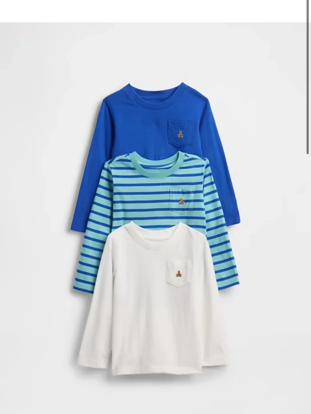 GAP Baby & Toddler Long Sleeve Pocket T-Shirt Set of 3 - NWT 6-12 Months